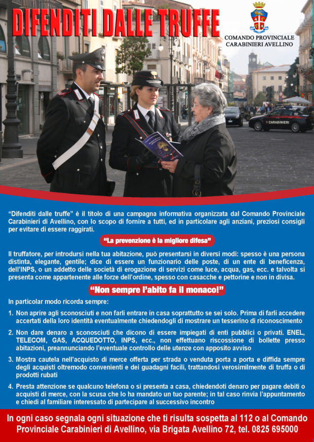 Avellino, altro anziano truffato