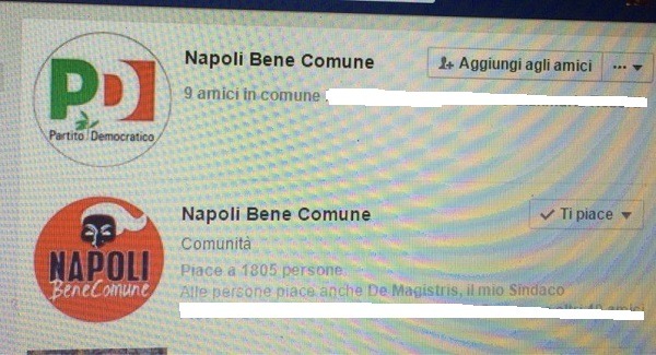 Napoli Bene Comune, su Fb spunta il clone di marca Pd: battaglia legale con de Magistris?