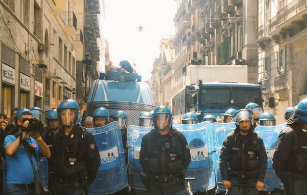 Verona-Napoli, cariche  della Polizia