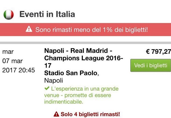 Napoli-Real Madrid, lo scandalo secondary ticketing: curve a 420 euro