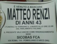 Pomigliano D’Arco: Polizia blocca affissione manifesti funebri dedicati a Renzi