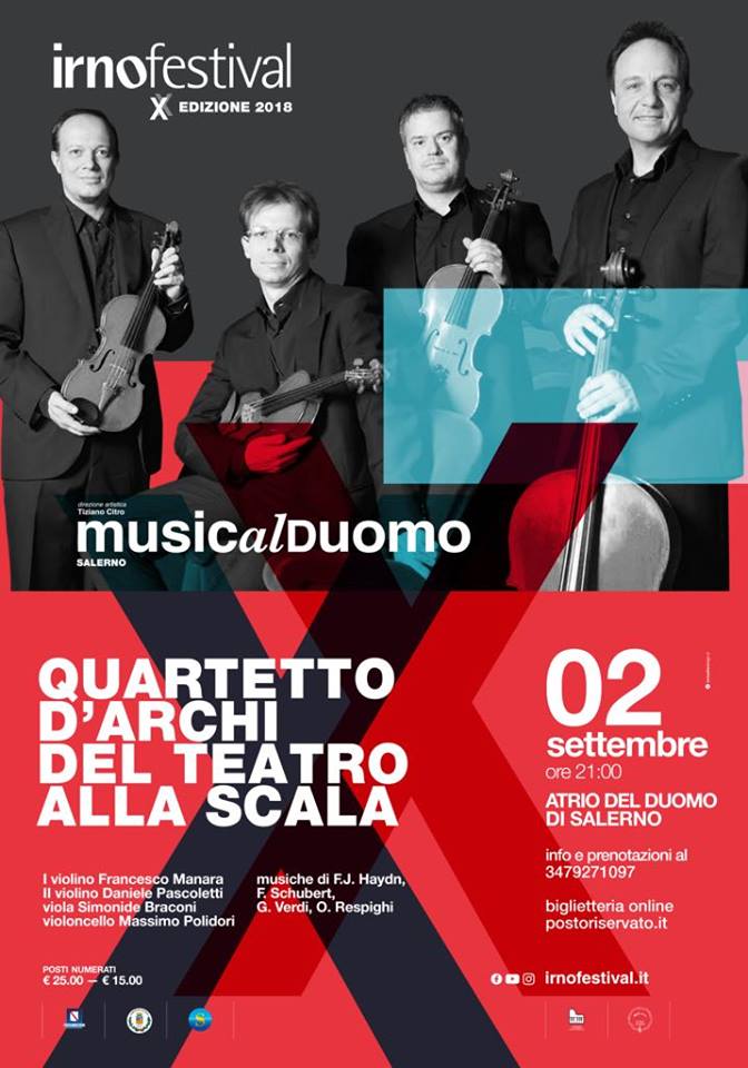 Salerno: all’Irnofestival arriva il quartetto d’archi del Teatro alla Scala