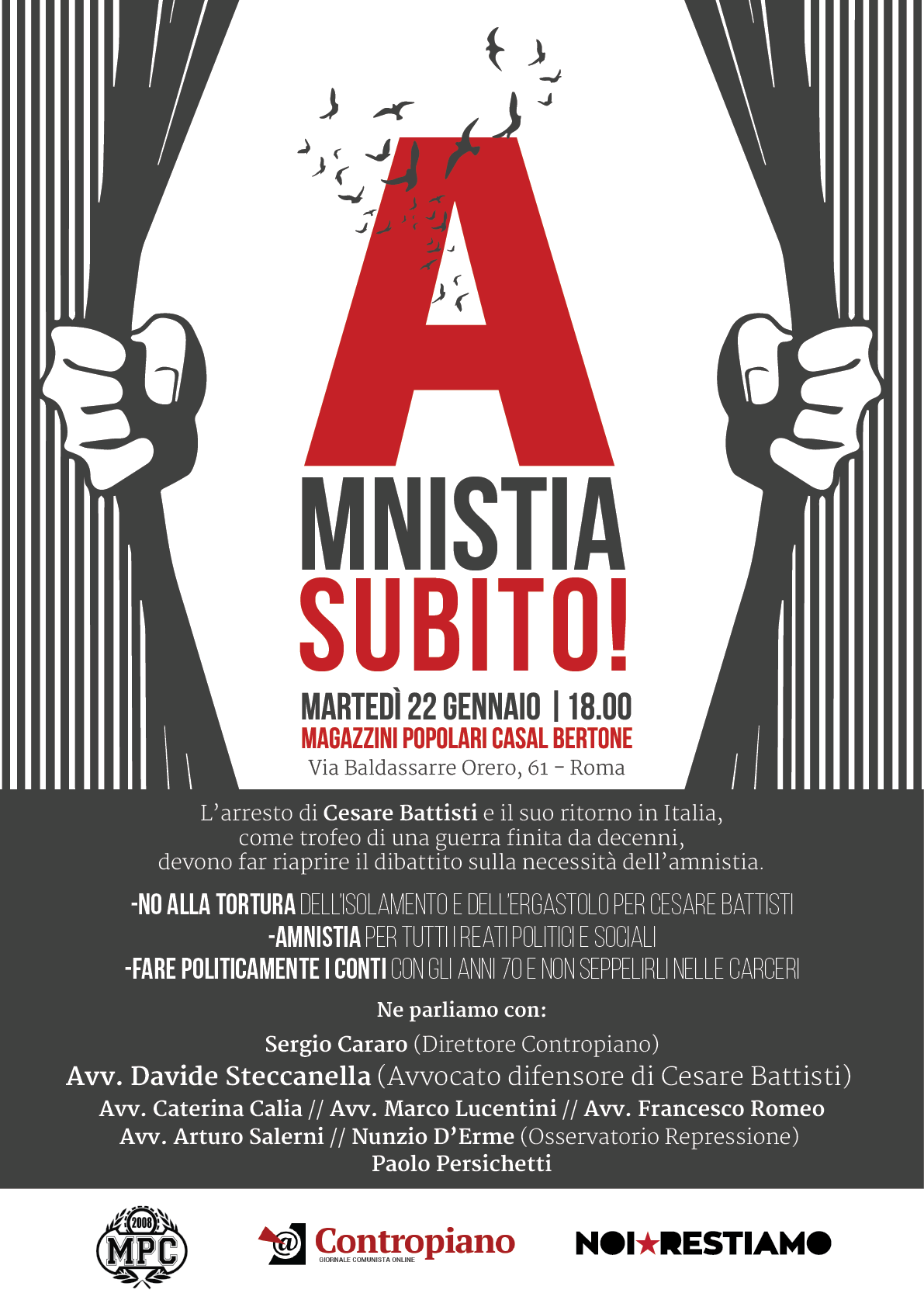 Italia, Lotte sociali anni ’70: amnistia per i  detenuti politici