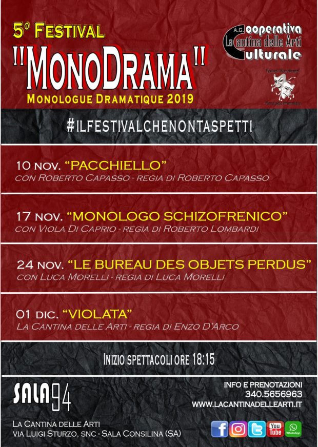 A Sala Consilina torna “MonoDrama”Monologue Dramatique