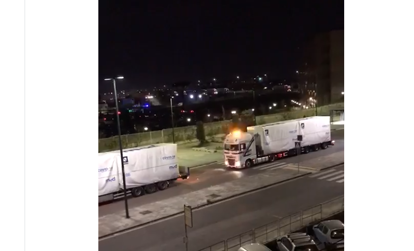 Coronavirus, Napoli: arrivati 57 tir con covid center da campo (Video)