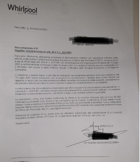 Whirlpool, Napoli: arrivano 320 licenziamenti. Lavoratori traditi da Di Maio, Conte e Draghi