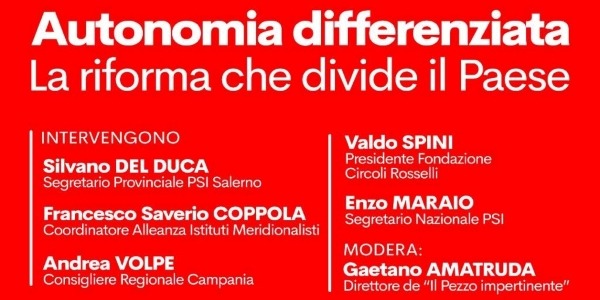 Salerno, Autonomia differenziata: riforma divisiva