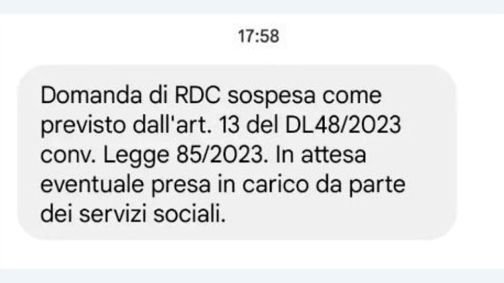 INPS sms Reddito cittadinanza sospeso