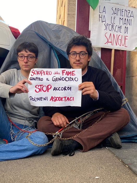 Roma: sciopero della fame degli studenti della Sapienza contro gli accordi di collaborazione Università, aziende belliche e israeliane