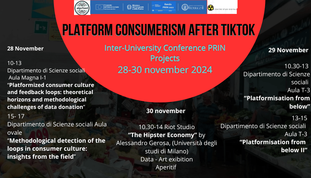 Napoli, Università degli Studi di Napoli Federico II: dal 28 al 30 Novembre la Conferenza Interuniversitaria  “Platform Consumerism after TikTok”per discutere l’impatto delle piattaforme digitali sul consumo contemporaneo