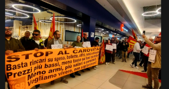 Afragola, carrelli vuoti contro il carovita: la protesta dell’USB alle Porte di Napoli